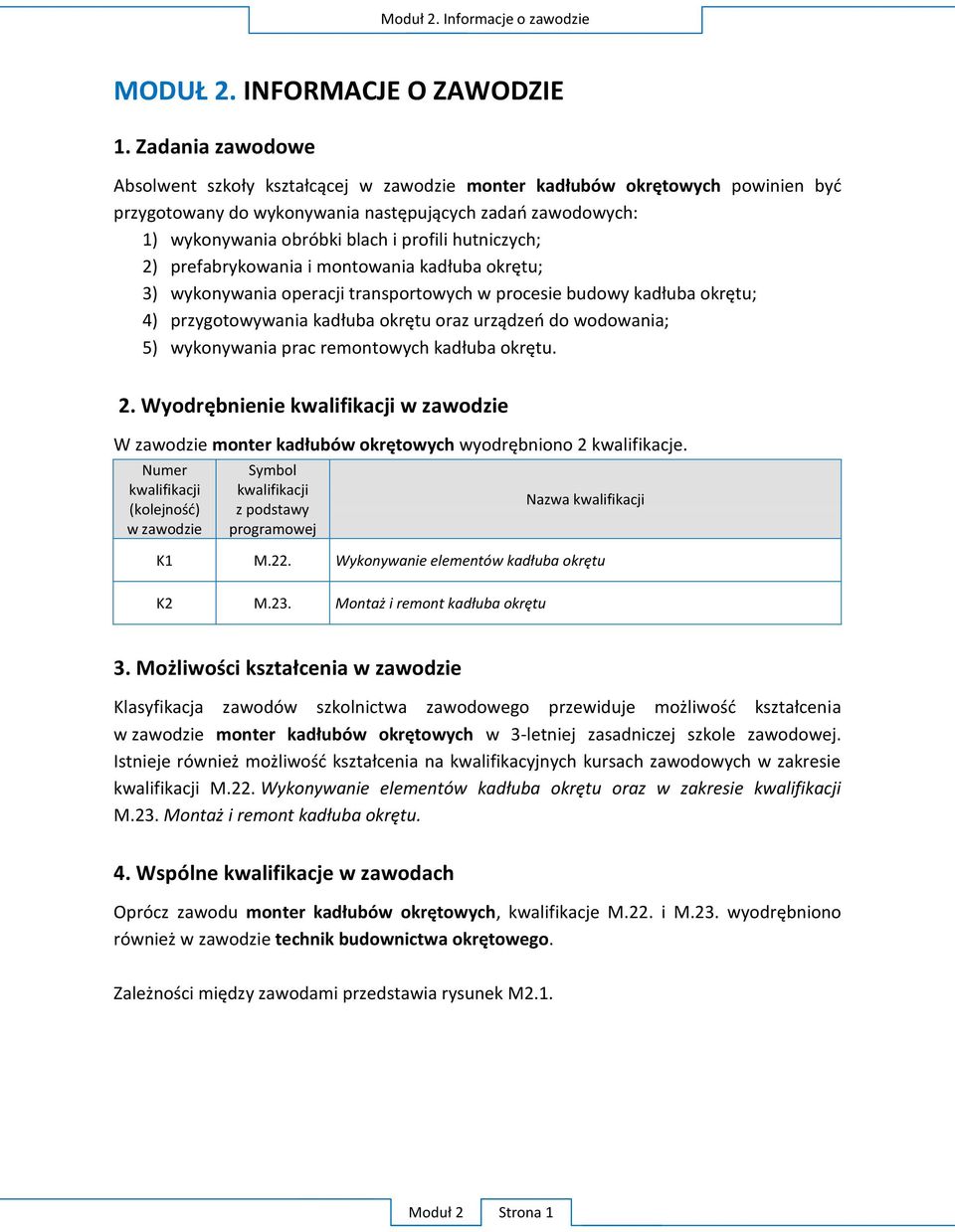 hutniczych; 2) prefabrykowania i montowania kadłuba okrętu; 3) wykonywania operacji transportowych w procesie budowy kadłuba okrętu; 4) przygotowywania kadłuba okrętu oraz urządzeń do wodowania; 5)