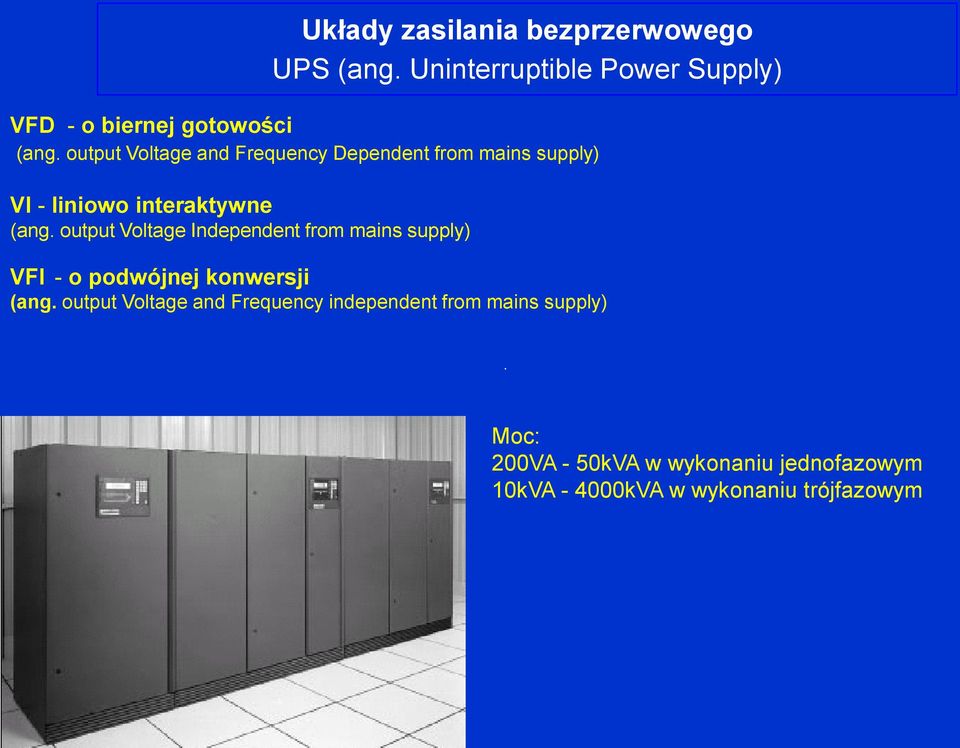 output Voltage Independent from mains supply) VFI - o podwójnej konwersji (ang.