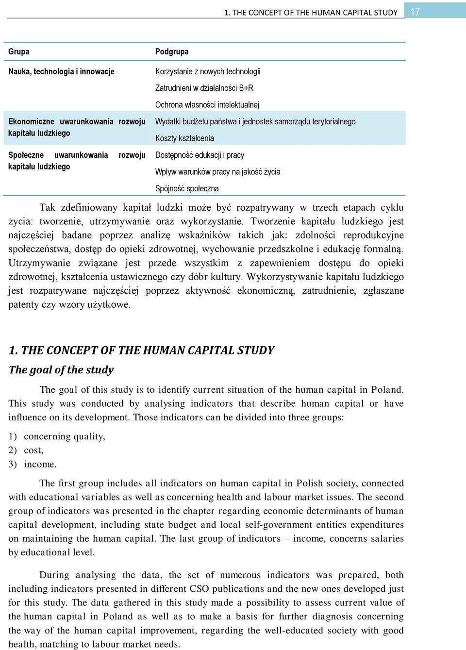 pracy Wpływ warunków pracy na jakość życia Spójność społeczna Tak zdefiniowany kapitał ludzki może być rozpatrywany w trzech etapach cyklu życia: tworzenie, utrzymywanie oraz wykorzystanie.