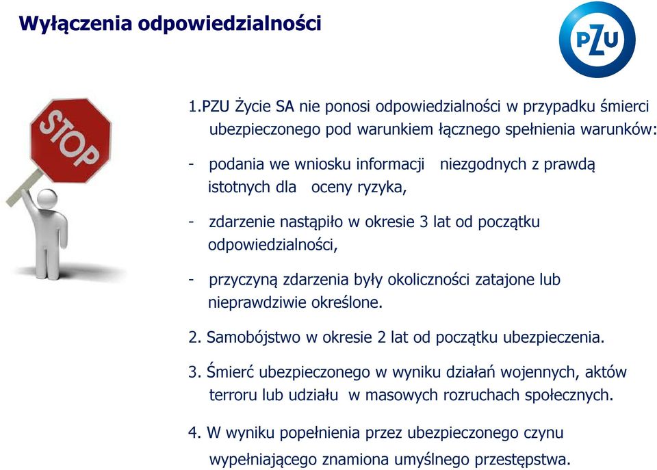 niezgodnych z prawdą istotnych dla oceny ryzyka, - zdarzenie nastąpiło w okresie 3 lat od początku odpowiedzialności, - przyczyną zdarzenia były okoliczności