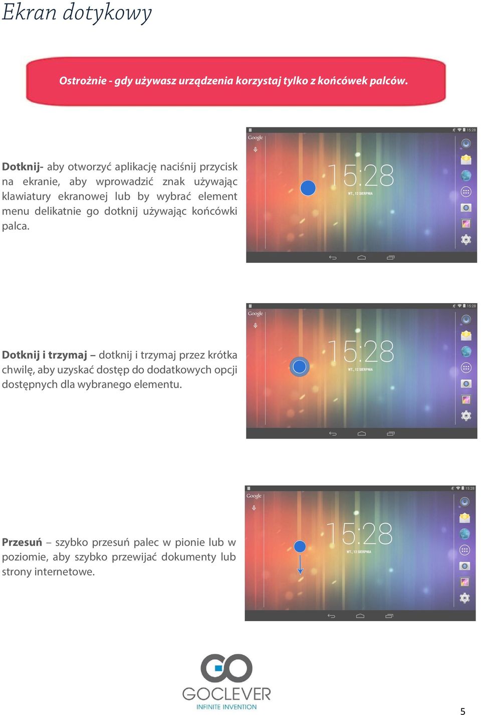 element menu delikatnie go dotknij używając końcówki palca.