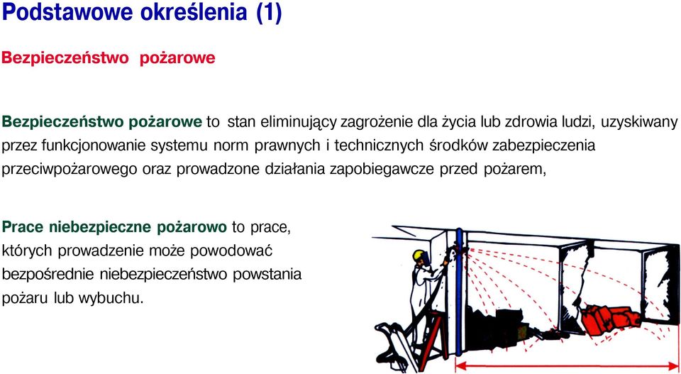 zabezpieczenia przeciwpożarowego oraz prowadzone działania zapobiegawcze przed pożarem, Prace niebezpieczne