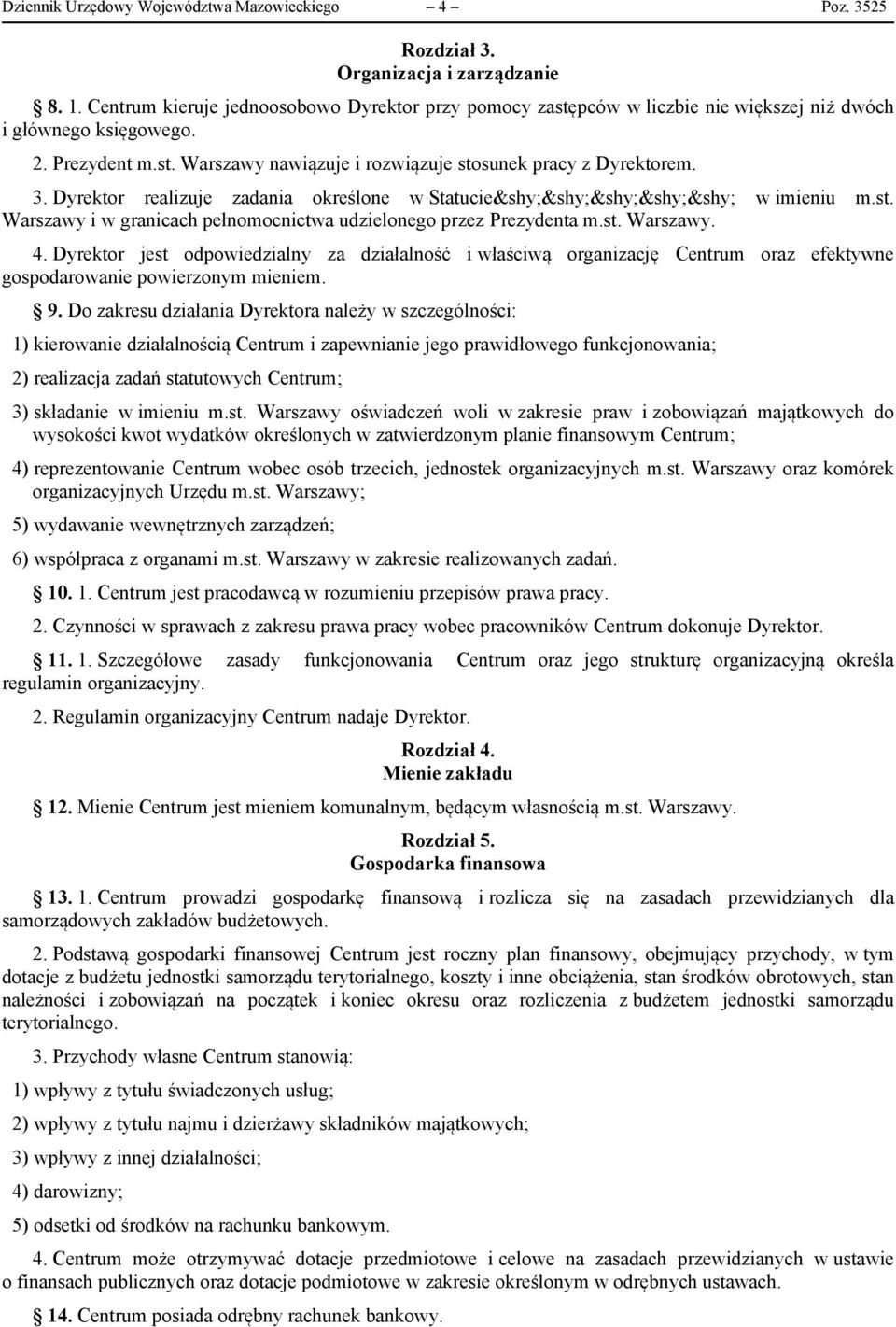 Dyrektor realizuje zadania określone w Statucie w imieniu m.st. Warszawy i w granicach pełnomocnictwa udzielonego przez Prezydenta m.st. Warszawy. 4.