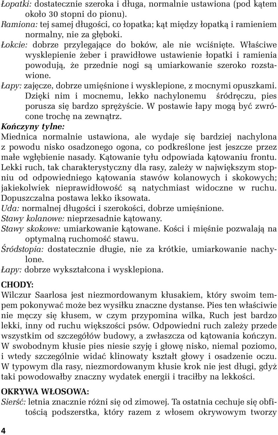 Łapy: zajęcze, dobrze umięśnione i wysklepione, z mocnymi opuszkami. Dzięki nim i mocnemu, lekko nachylonemu śródręczu, pies porusza się bardzo sprężyście.