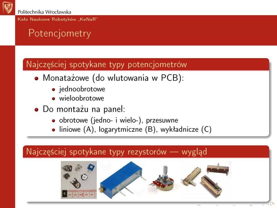 panel: obrotowe (jedno- i wielo-), przesuwne liniowe (A),