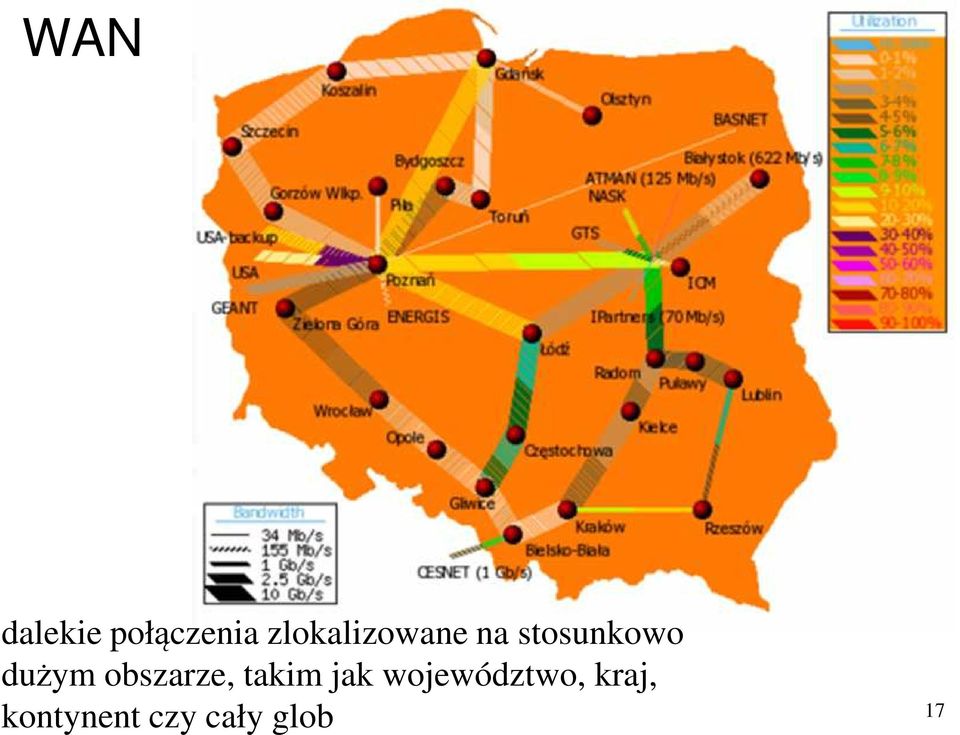 dużym obszarze, takim jak