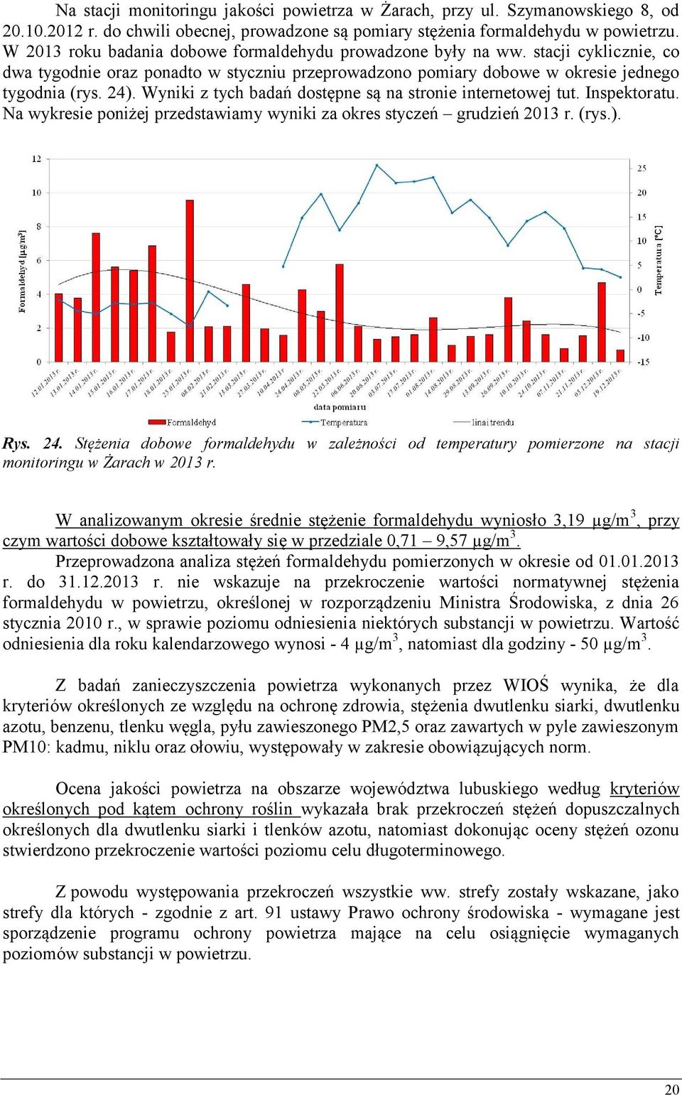 Wyniki z tych badań dostępne są na stronie internetowej tut. Inspektoratu. Na wykresie poniżej przedstawiamy wyniki za okres styczeń grudzień 2013 r. (rys.). Rys. 24.