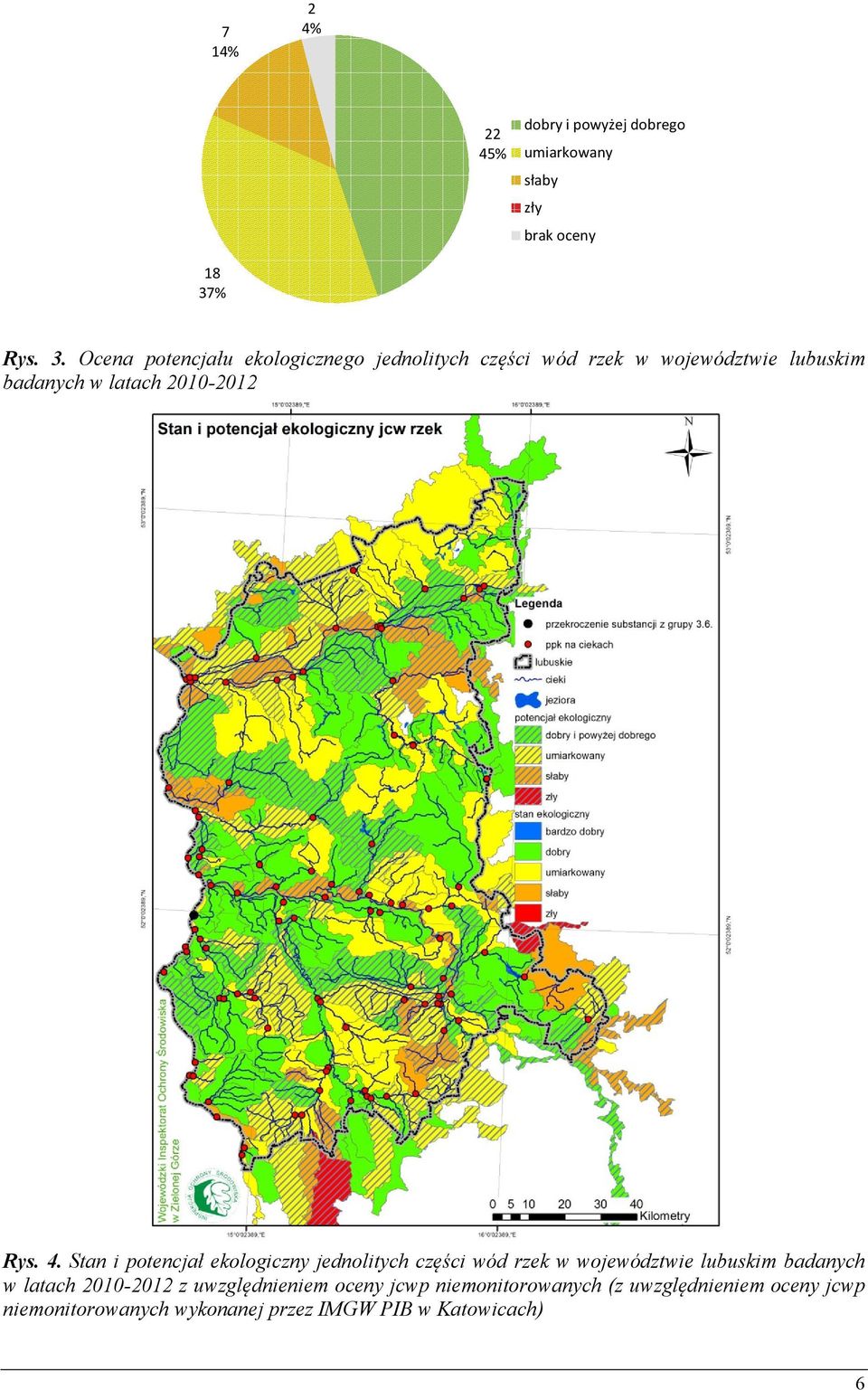 Ocena potencjału ekologicznego jednolitych części wód rzek w województwie lubuskim badanych w latach 2010-2012
