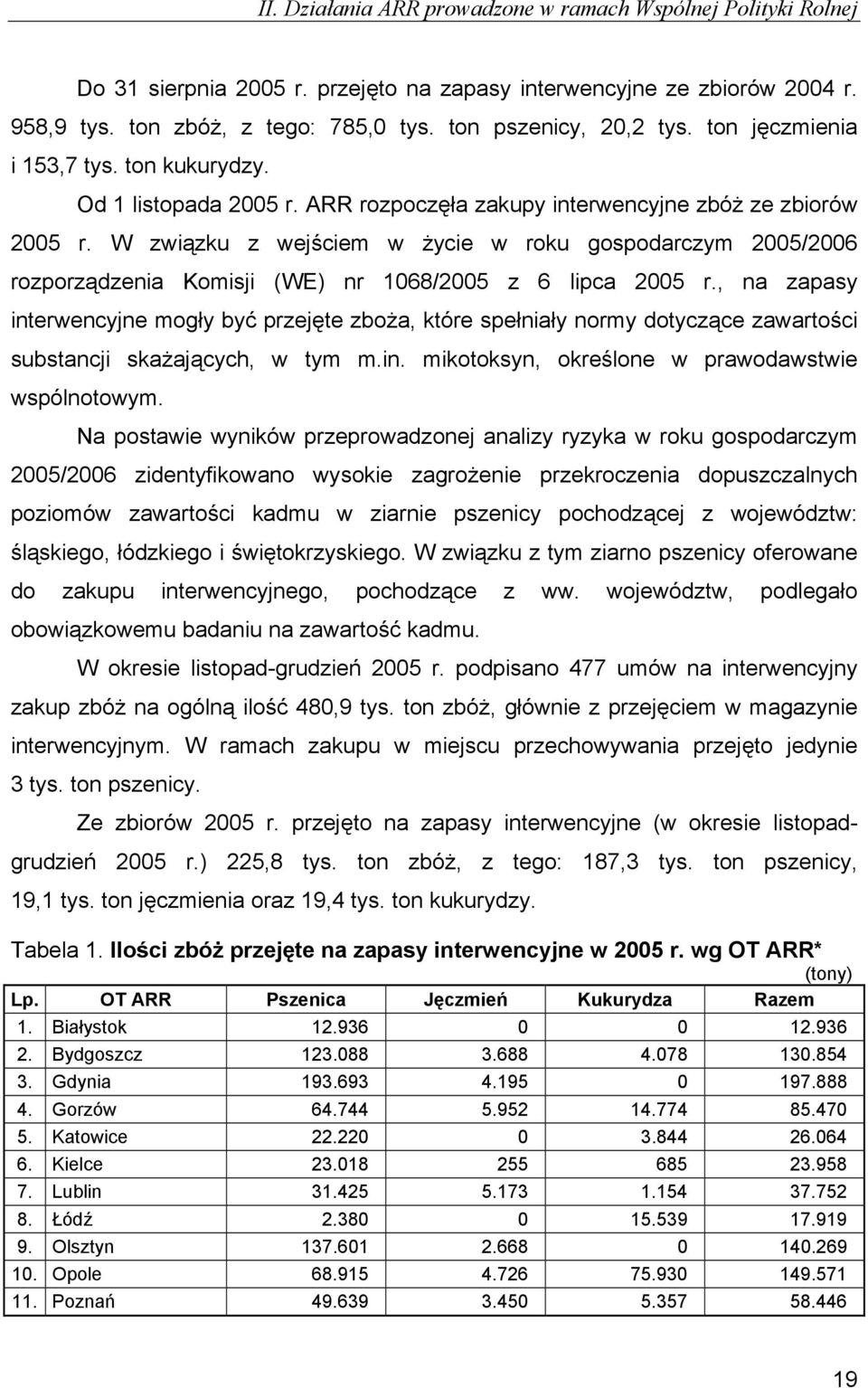 W związku z wejściem w życie w roku gospodarczym 2005/2006 rozporządzenia Komisji (WE) nr 1068/2005 z 6 lipca 2005 r.