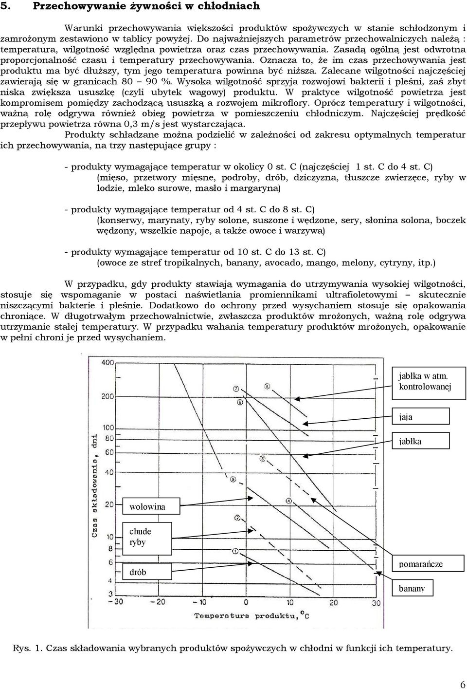 Zasadą ogólną jest odwrotna proporcjonalność czasu i temperatury przechowywania. Oznacza to, Ŝe im czas przechowywania jest produktu ma być dłuŝszy, tym jego temperatura powinna być niŝsza.