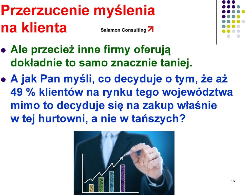 A jak Pan myśli, co decyduje o tym, że aż 49 % klientów na