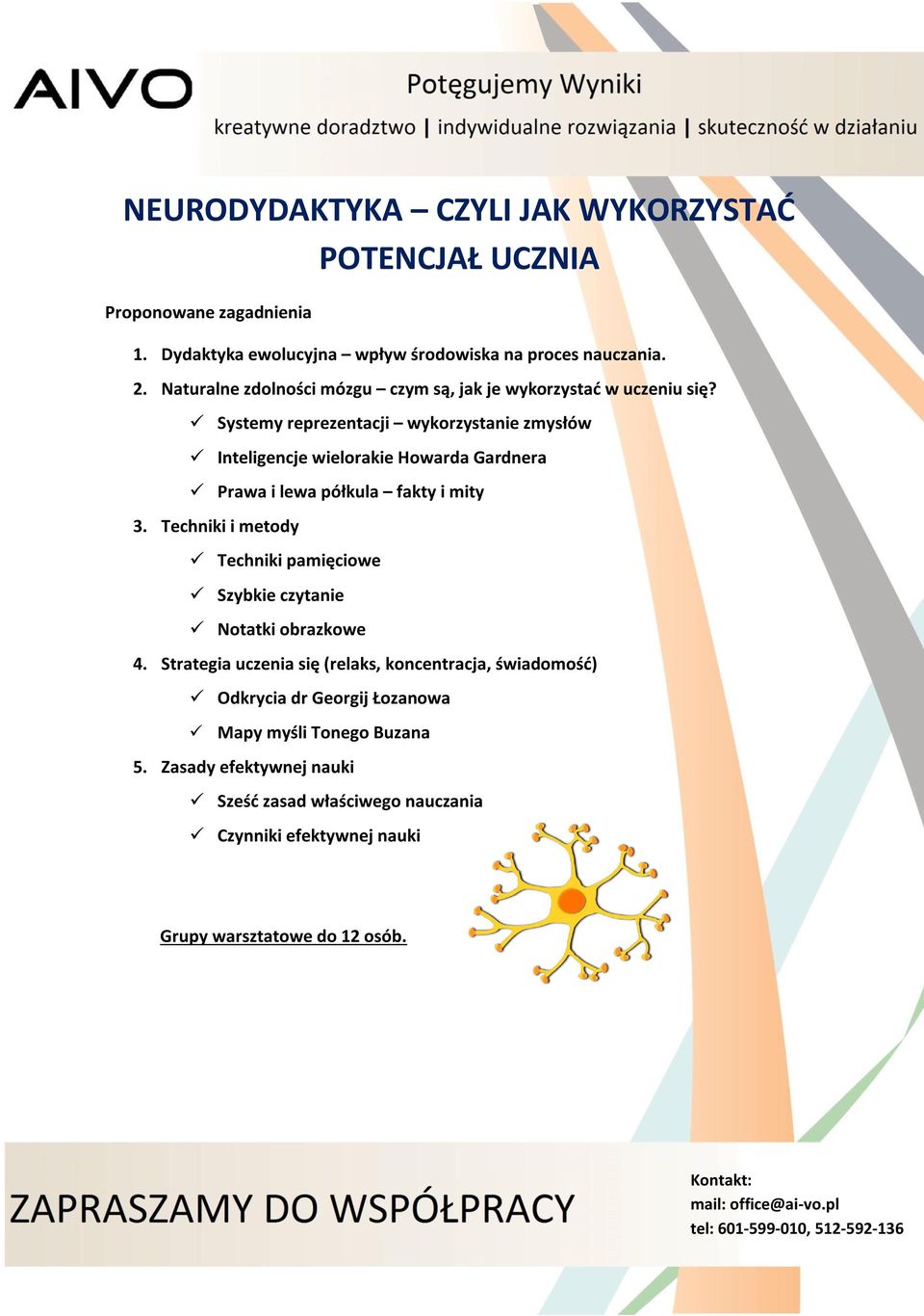 Systemy reprezentacji wykorzystanie zmysłów Inteligencje wielorakie Howarda Gardnera Prawa i lewa półkula fakty i mity 3.