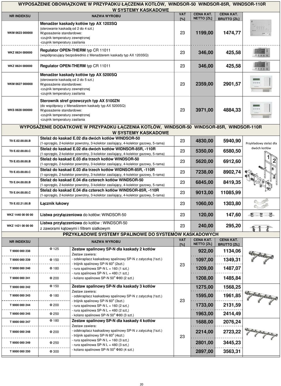 ) Wyposażenie standardowe: -czujnik temperatury zewnętrznej -czujnik temperatury zasilania 1199,00 1474,77 WKZ 0624 000000 Regulator OPEN-THERM typ CR 11011 (współpracujący bezpośrednio z Menadżerem