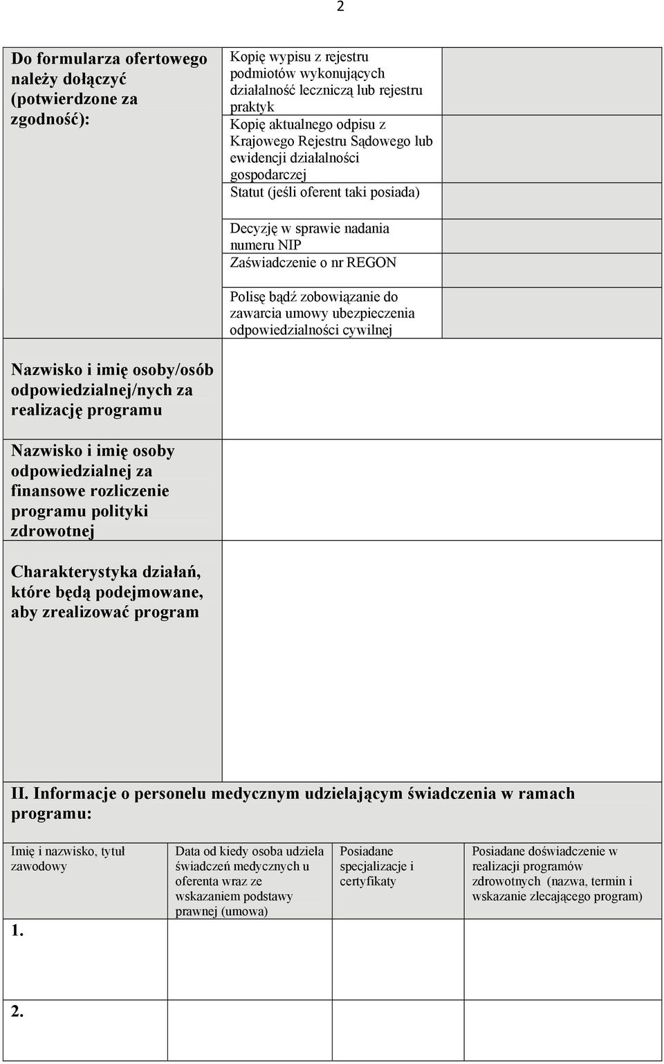 ubezpieczenia odpowiedzialności cywilnej Nazwisko i imię osoby/osób odpowiedzialnej/nych za realizację programu Nazwisko i imię osoby odpowiedzialnej za finansowe rozliczenie programu polityki