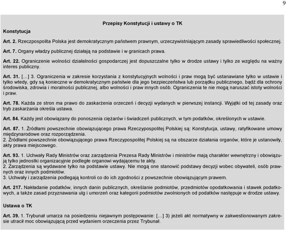 Ograniczenie wolności działalności gospodarczej jest dopuszczalne tylko w drodze ustawy i tylko ze względu na ważny interes publiczny. Art. 31. [ ] 3.