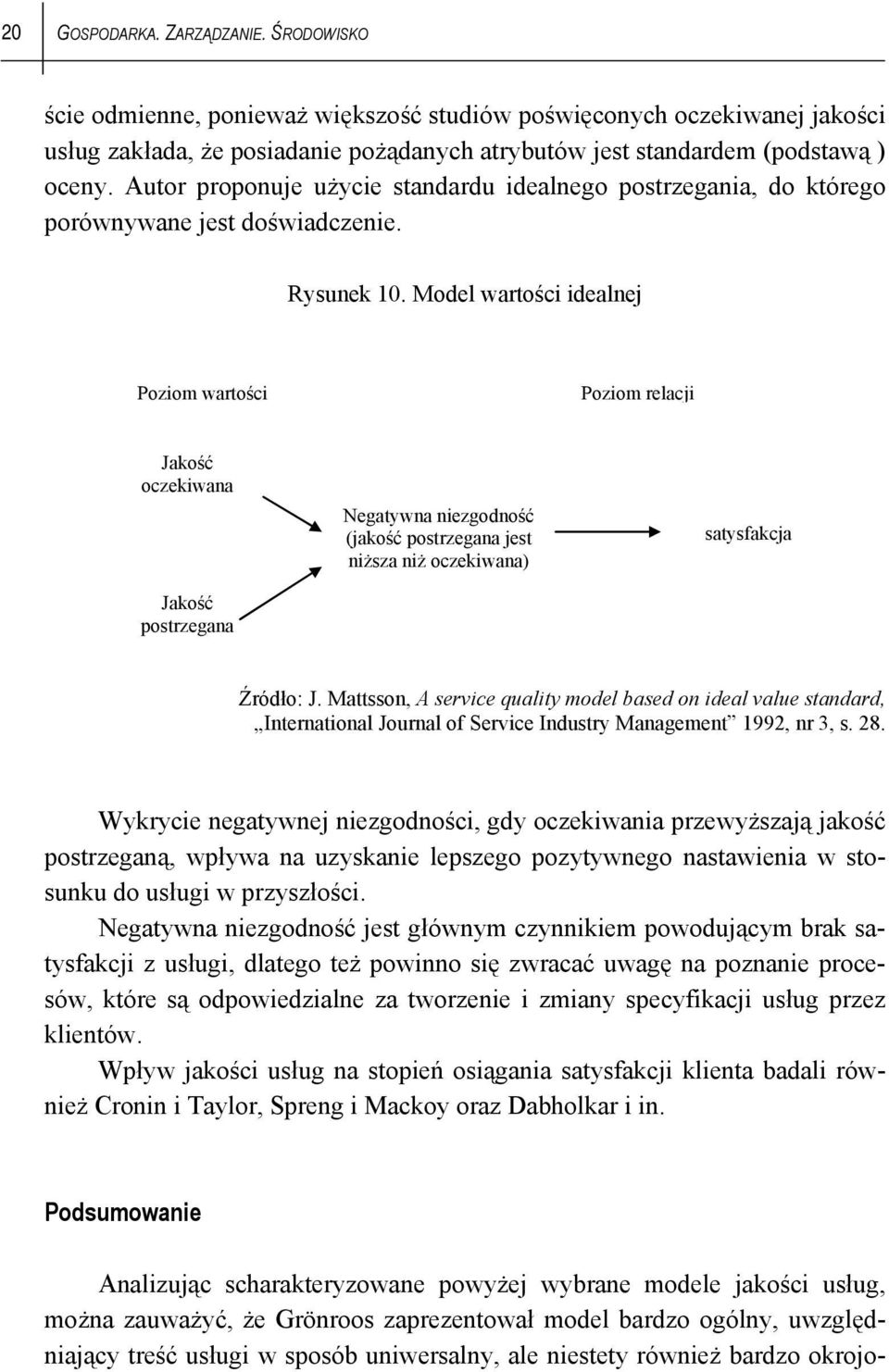 Model wartości idealnej Poziom wartości Poziom relacji oczekiwana postrzegana Negatywna niezgodność (jakość postrzegana jest niższa niż oczekiwana) satysfakcja Źródło: J.