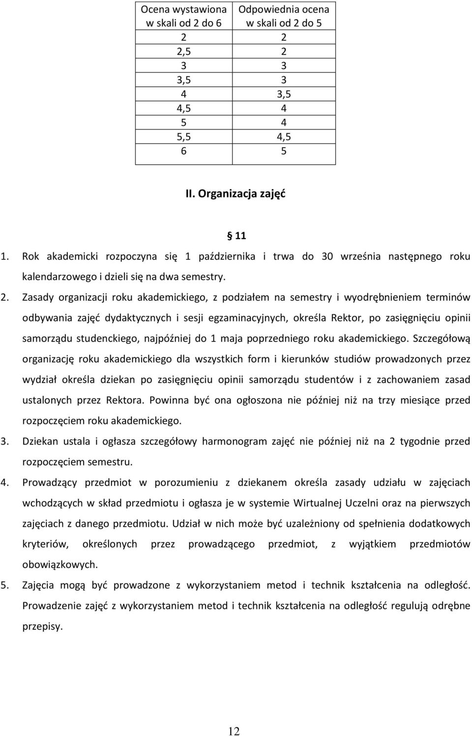 Zasady organizacji roku akademickiego, z podziałem na semestry i wyodrębnieniem terminów odbywania zajęć dydaktycznych i sesji egzaminacyjnych, określa Rektor, po zasięgnięciu opinii samorządu