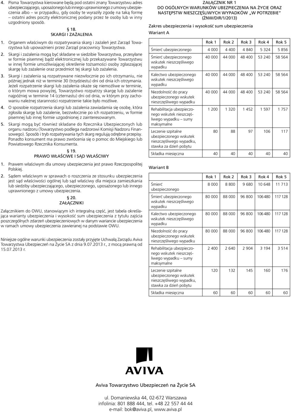 Organem właściwym do rozpatrywania skarg i zażaleń jest Zarząd Towarzystwa lub upoważnieni przez Zarząd pracownicy Towarzystwa. 2.