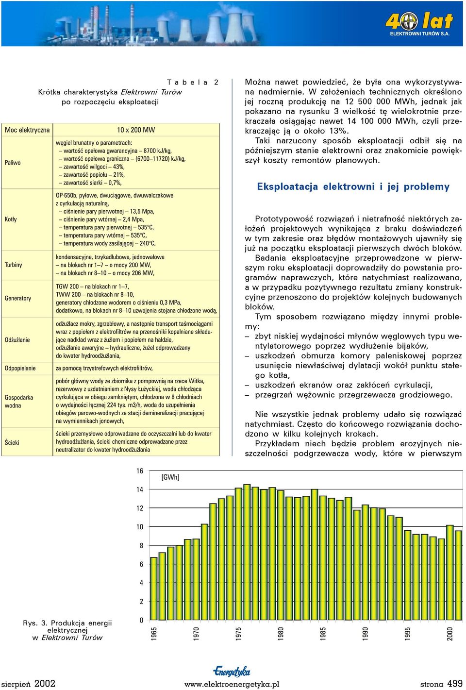 ją o około 13%. Taki narzucony sposób eksploatacji odbił się na późniejszym stanie elektrowni oraz znakomicie powiększył koszty remontów planowych.