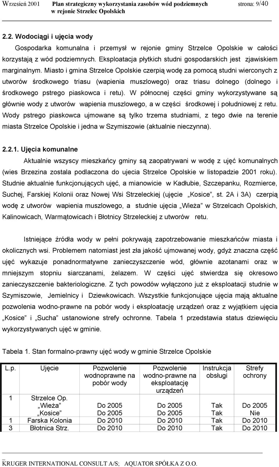 Miasto i gmina Strzelce Opolskie czerpią wodę za pomocą studni wierconych z utworów środkowego triasu (wapienia muszlowego) oraz triasu dolnego (dolnego i środkowego pstrego piaskowca i retu).