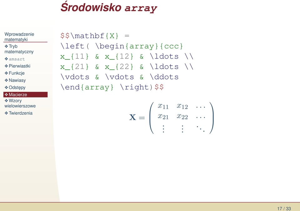 x_{21} & x_{22} & \ldots \\ \vdots & \vdots &