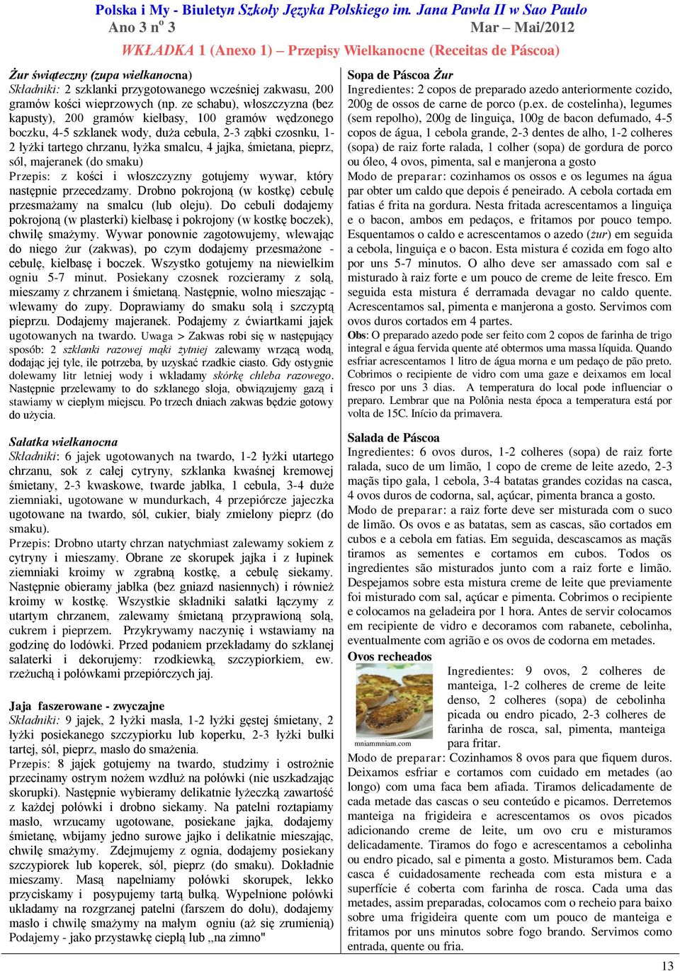 zakwasu, 200 gramów kości wieprzowych (np.