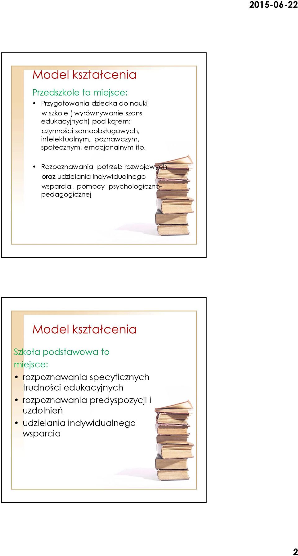 Rozpoznawania potrzeb rozwojowych oraz udzielania indywidualnego wsparcia, pomocy psychologicznopedagogicznej Model