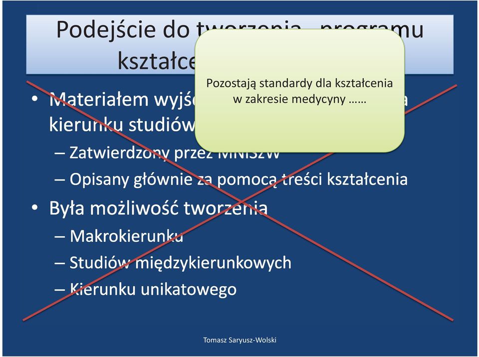 Opisany głównie za pomocą treści kształcenia Była możliwość tworzenia