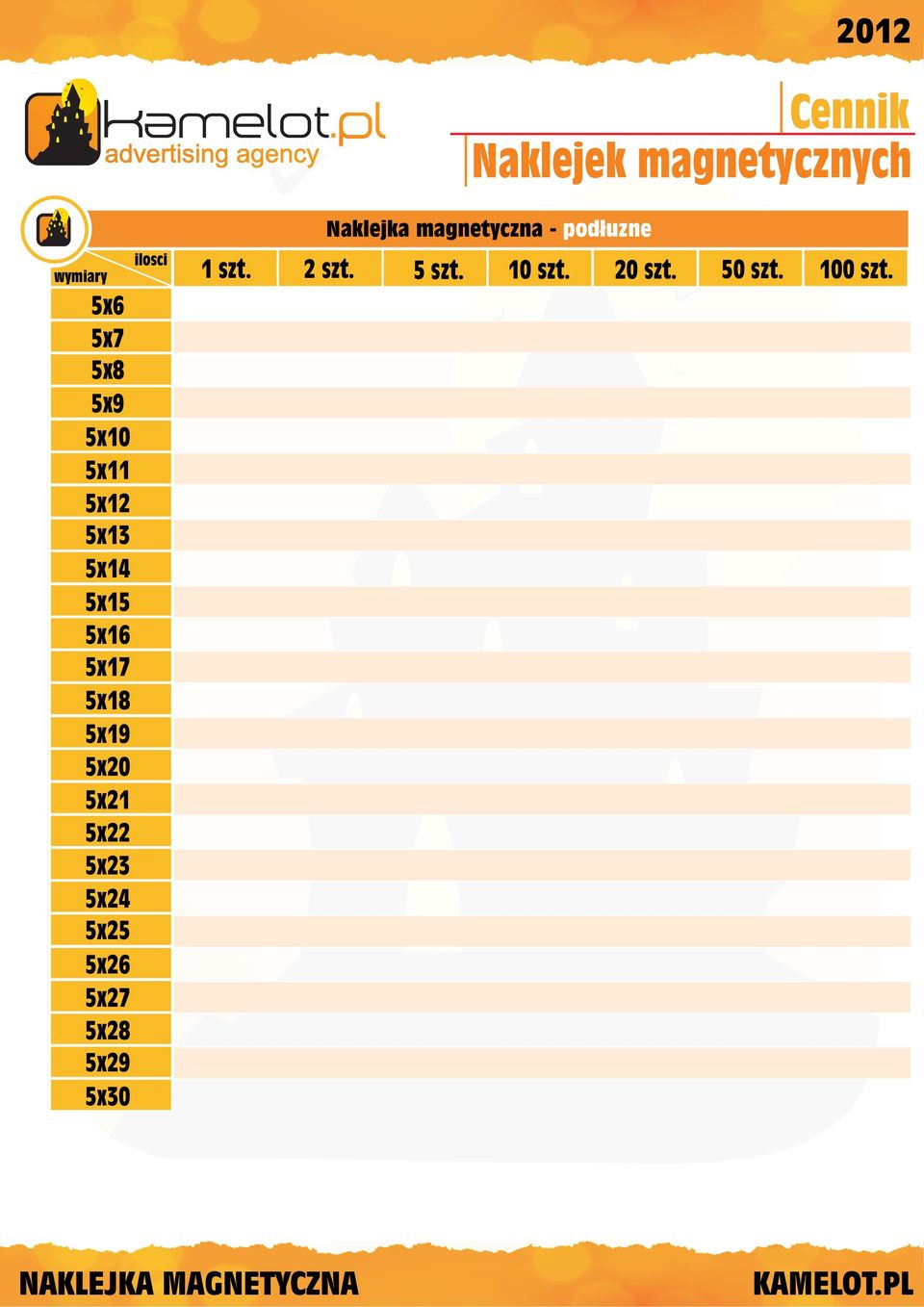 5x26 5x27 5x28 5x29 5x30 Naklejka magnetyczna -