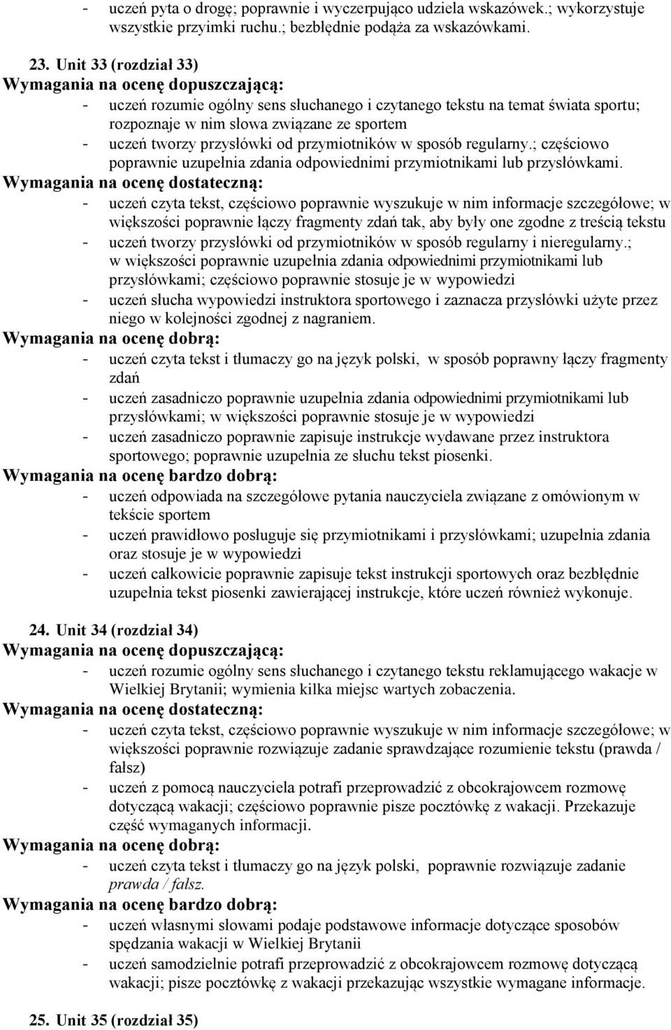 regularny.; częściowo poprawnie uzupełnia zdania odpowiednimi przymiotnikami lub przysłówkami.