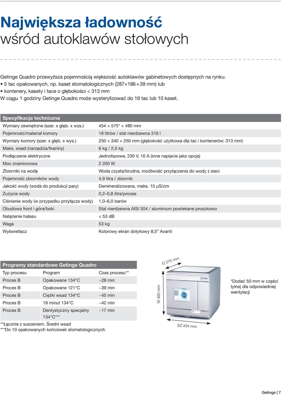 Specyfikacja techniczna Wymiary zewnętrzne (szer. x głęb. x wys.) Pojemność/materiał komory Wymiary komory (szer. x głęb. x wys.) Maks.