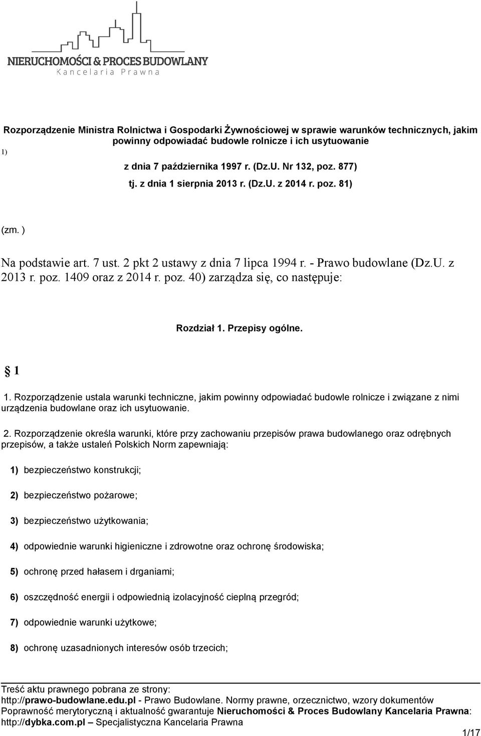 poz. 40) zarządza się, co następuje: Rozdział 1. Przepisy ogólne. 1 1.