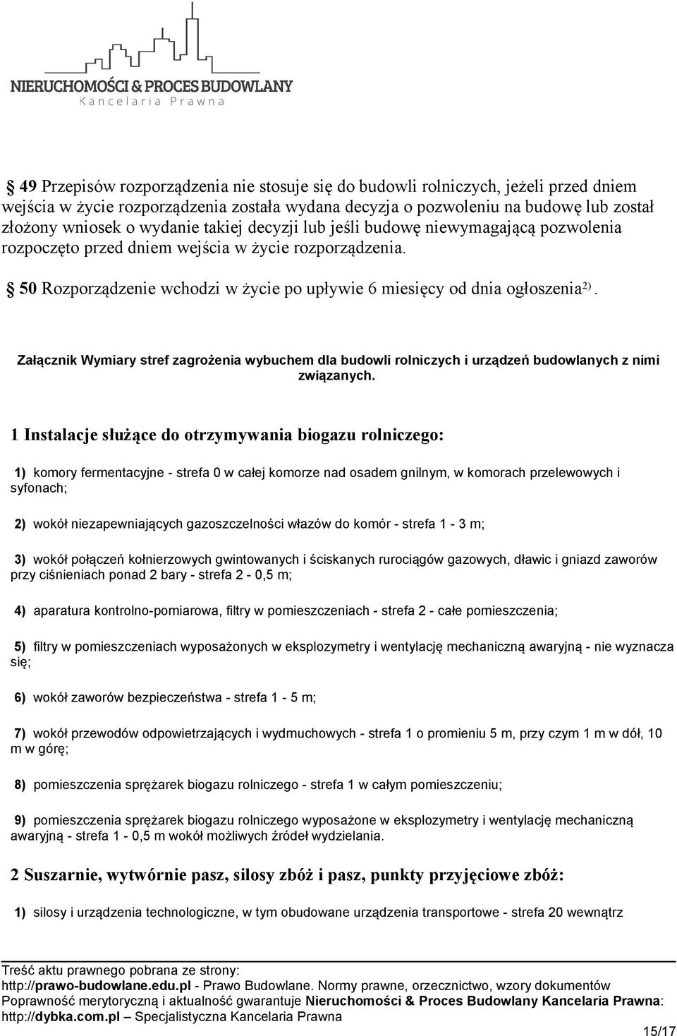 Załącznik Wymiary stref zagrożenia wybuchem dla budowli rolniczych i urządzeń budowlanych z nimi związanych.