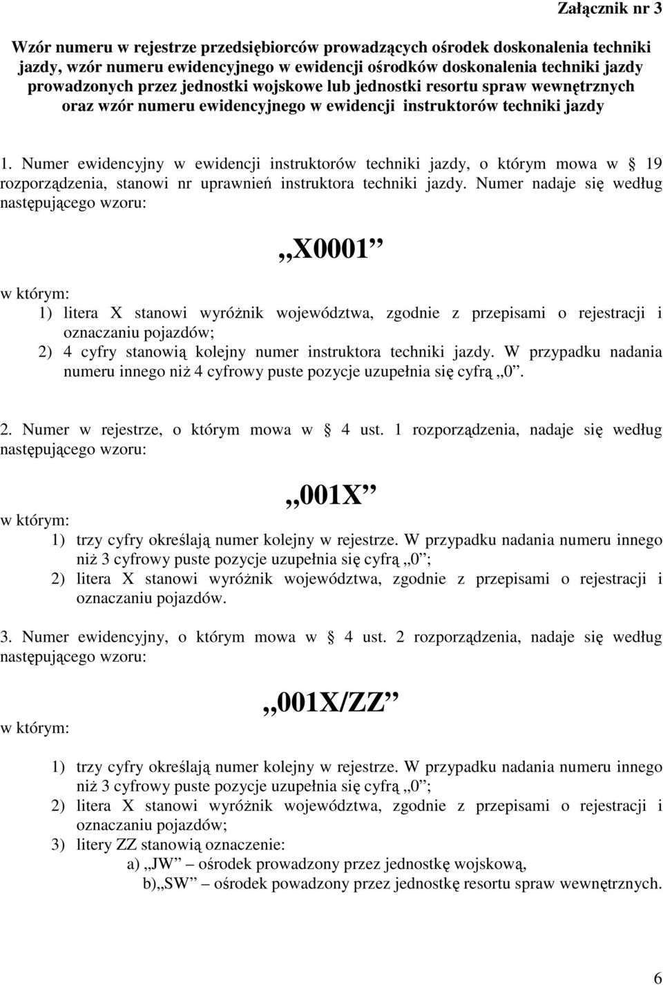 Numer ewidencyjny w ewidencji instruktorów techniki jazdy, o którym mowa w 19 rozporządzenia, stanowi nr uprawnień instruktora techniki jazdy.