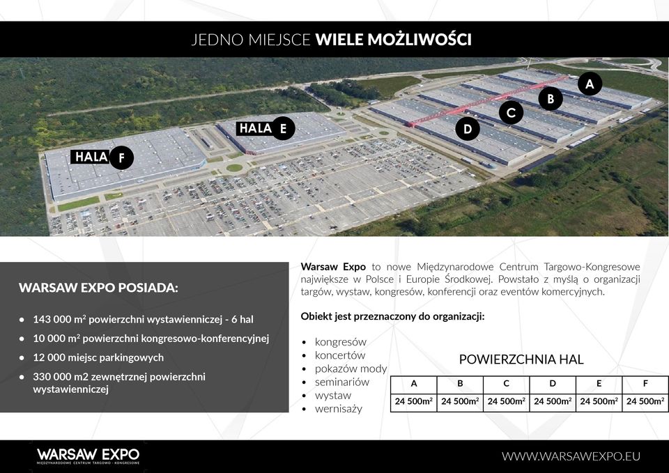 Powstało z myślą o organizacji targów, wystaw, kongresów, konferencji oraz eventów komercyjnych.