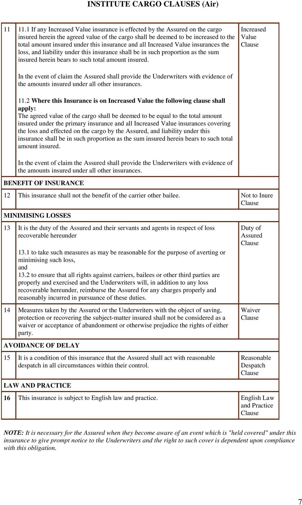 insurance and all Increased Value insurances the loss, and liability under this insurance shall be in such proportion as the sum insured herein bears to such total amount insured.