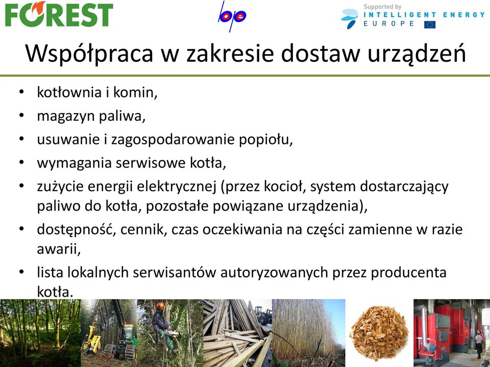 system dostarczający paliwo do kotła, pozostałe powiązane urządzenia), dostępnośd, cennik, czas