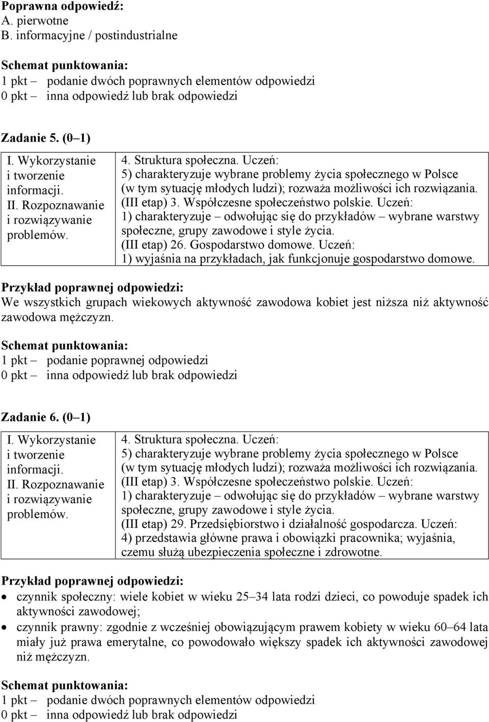 Współczesne społeczeństwo polskie. Uczeń: 1) charakteryzuje odwołując się do przykładów wybrane warstwy społeczne, grupy zawodowe i style życia. (III etap) 26. Gospodarstwo domowe.