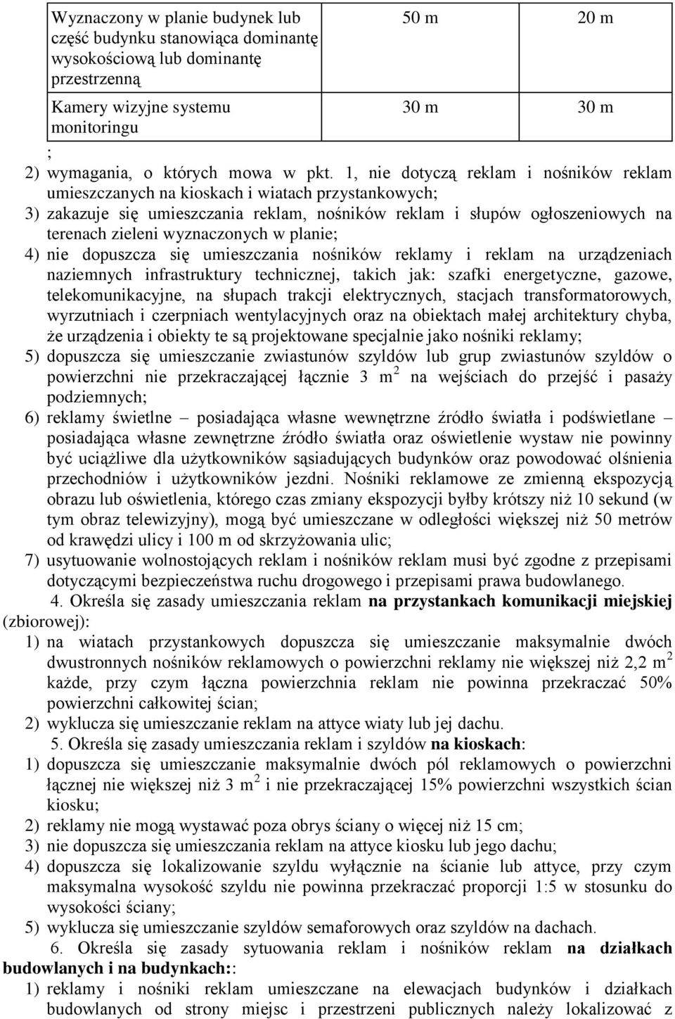 wyznaczonych w planie; 4) nie dopuszcza się umieszczania nośników reklamy i reklam na urządzeniach naziemnych infrastruktury technicznej, takich jak: szafki energetyczne, gazowe, telekomunikacyjne,