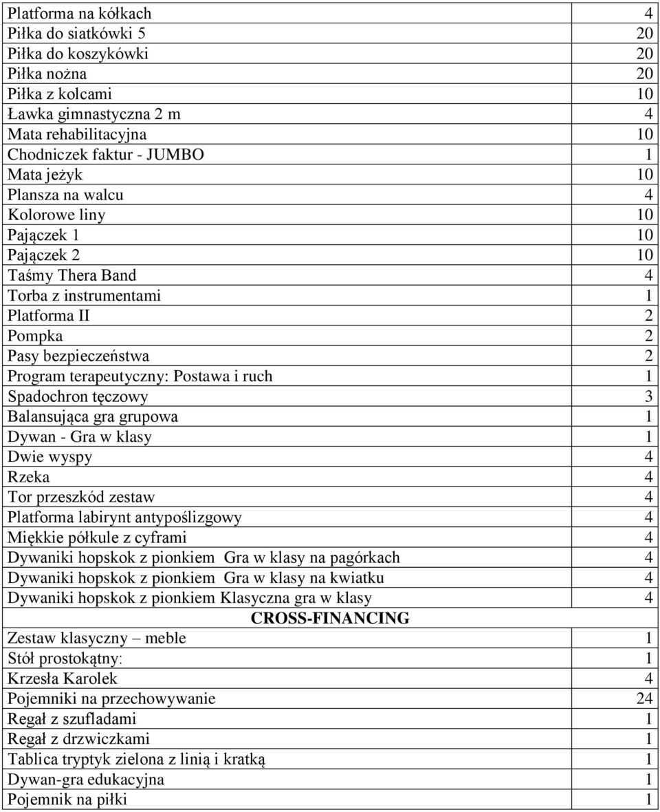 Spadochron tęczowy 3 Balansująca gra grupowa 1 Dywan - Gra w klasy 1 Dwie wyspy 4 Rzeka 4 Tor przeszkód zestaw 4 Platforma labirynt antypoślizgowy 4 Miękkie półkule z cyframi 4 Dywaniki hopskok z