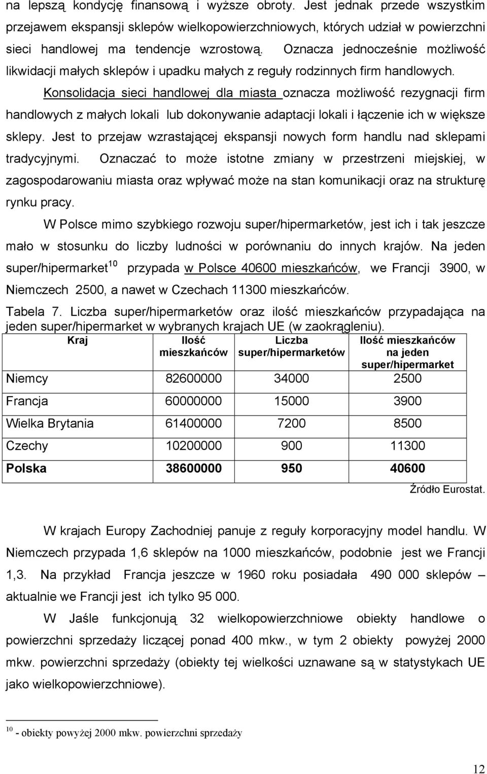 Konsolidacja sieci handlowej dla miasta oznacza możliwość rezygnacji firm handlowych z małych lokali lub dokonywanie adaptacji lokali i łączenie ich w większe sklepy.