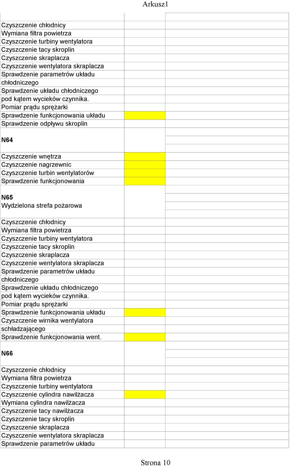 schładzającego N66 Czyszczenie cylindra nawilżacza Wymiana cylindra nawilżacza Czyszczenie tacy nawilżacza Czyszczenie tacy skroplin Czyszczenie skraplacza Czyszczenie wentylatora skraplacza