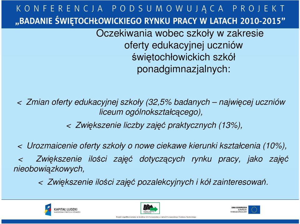 praktycznych (13%), < Urozmaicenie oferty szkoły o nowe ciekawe kierunki kształcenia (10%), < Zwiększenie ilości