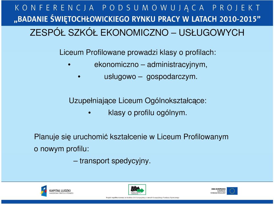 Uzupełniające Liceum Ogólnokształcące: klasy o profilu ogólnym.