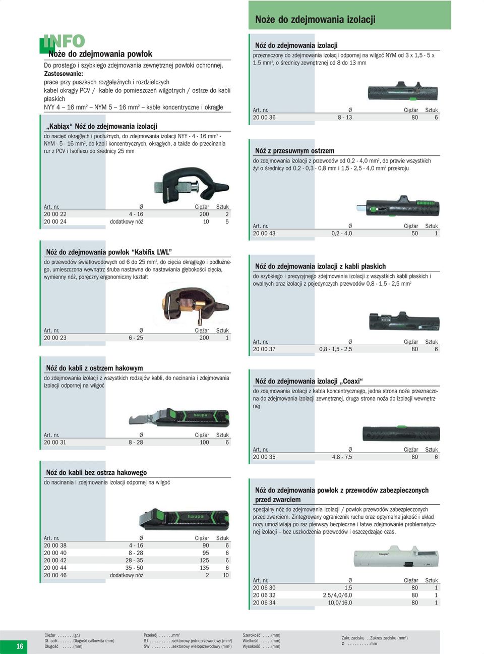 Kabiąx Nóź do zdejmowania izolacji do nacięć okrągłych i podłuźnych, do zdejmowania izolacji NYY - 4 - mm 2 - NYM - 5 - mm 2, do kabli koncentrycznych, okrągłych, a takźe do przecinania rur z PCV i