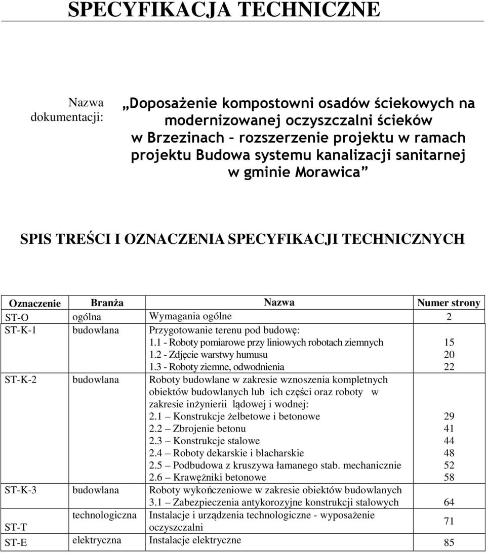 pod budowę: 1.1 - Roboty pomiarowe przy liniowych robotach ziemnych 1.2 - Zdjęcie warstwy humusu 1.