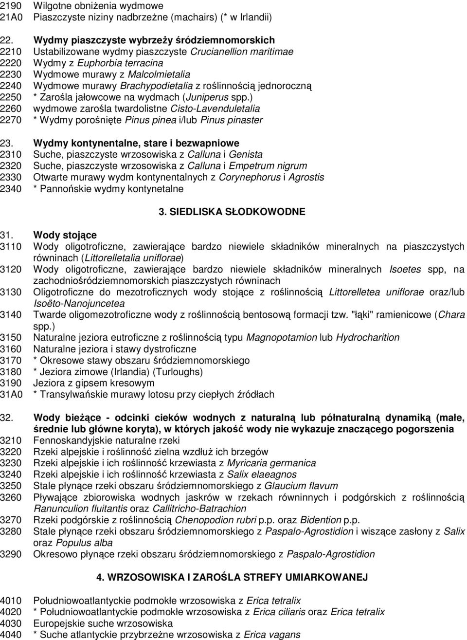 Brachypodietalia z roślinnością jednoroczną 2250 * Zarośla jałowcowe na wydmach (Juniperus spp.