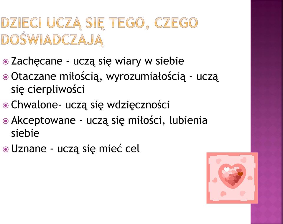 Chwalone- uczą się wdzięczności Akceptowane - uczą