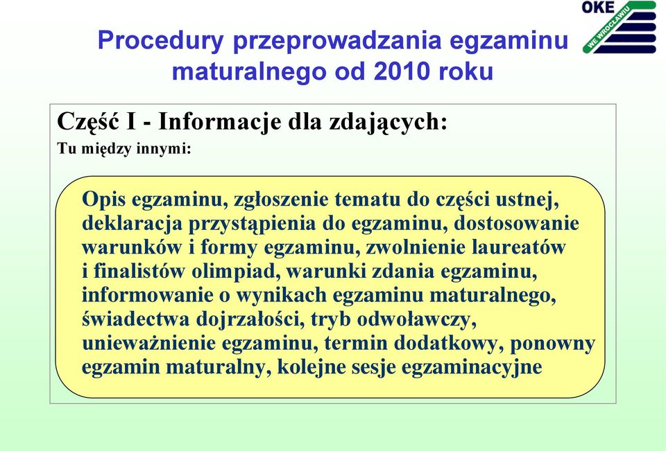 zwolnienie laureatów i finalistów olimpiad, warunki zdania egzaminu, informowanie o wynikach egzaminu maturalnego,