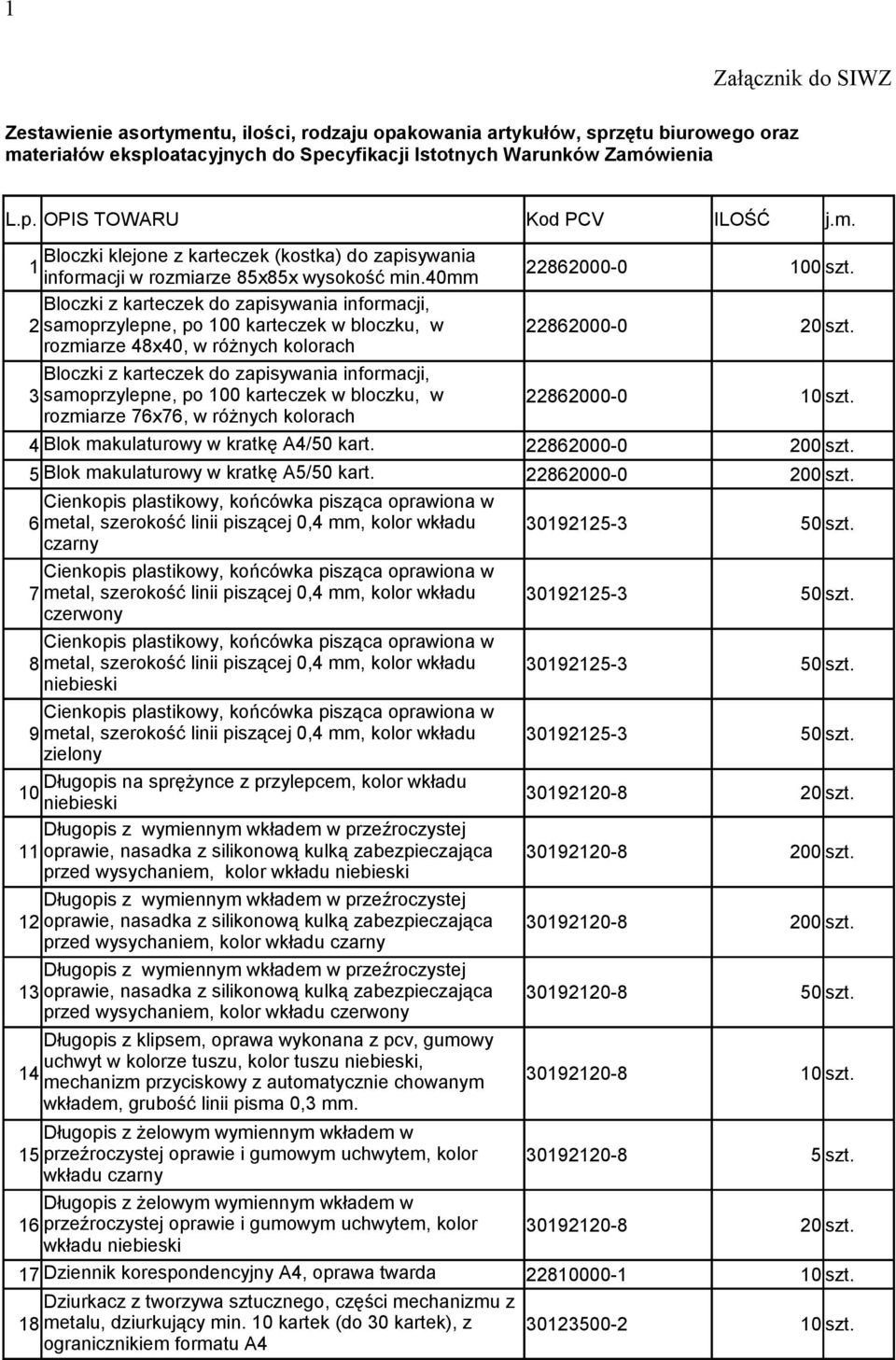 rozmiarze 48x40, w różnych kolorach Bloczki z karteczek do zapisywania informacji, 3 samoprzylepne, po 100 karteczek w bloczku, w 22862000-0 10 szt.